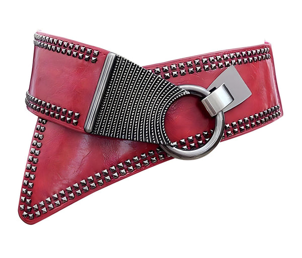The Rockstar Faux Leather Waistband Belt - Multiple Colors 0 SA Styles Red 83cm 