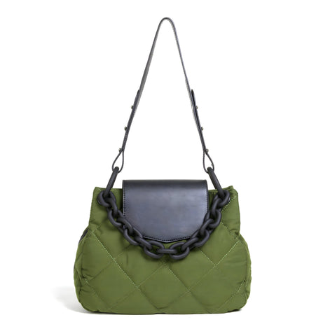 The Merritt Chainlink Quilted Handbag Purse - Multiple Colors 0 SA Styles Olive 