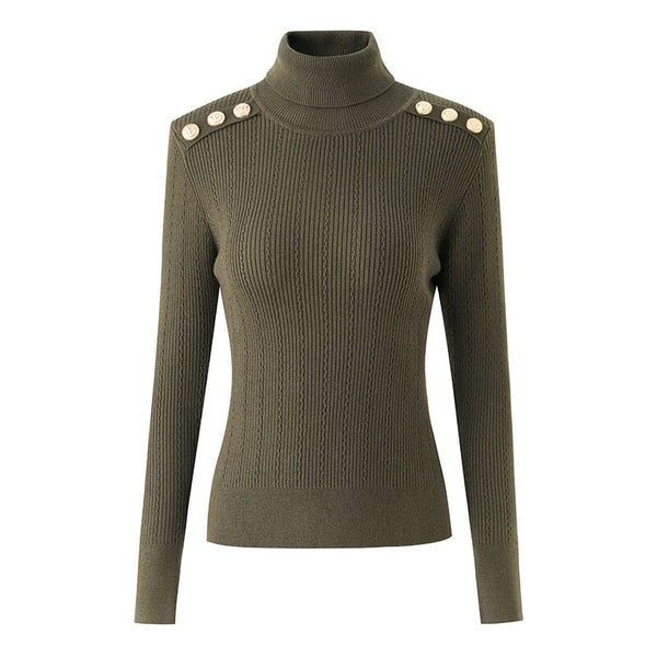 The Leighton Long Sleeve Knitted Turtleneck - Multiple Colors 0 SA Styles Army Green S 