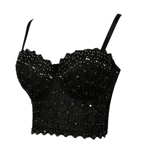 The Ayanna Crop Top Rhinestone Camisole - Multiple Colors 0 SA Styles Black S 