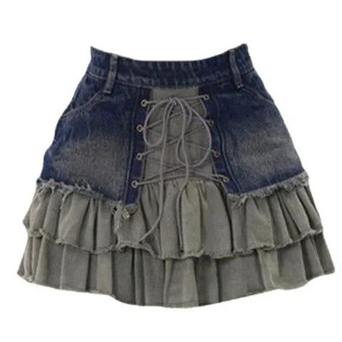 The Georgiana Patchwork Denim Skirt SA Formal S 