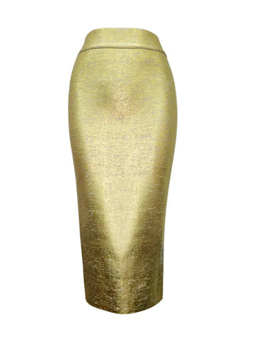 The Eugenia Knitted Pencil Skirt - Multiple Colors SA Formal Gold XS 