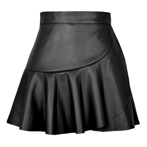The Elara Ruffled Faux Leather Mini Skirt SA Formal S 