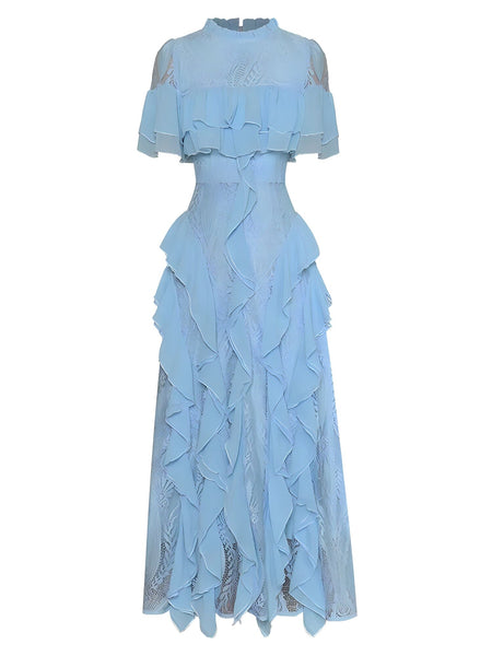 The Elodie Ruffled Lace Patchwork Dress - Multiple Colors SA Formal Sky Blue S 