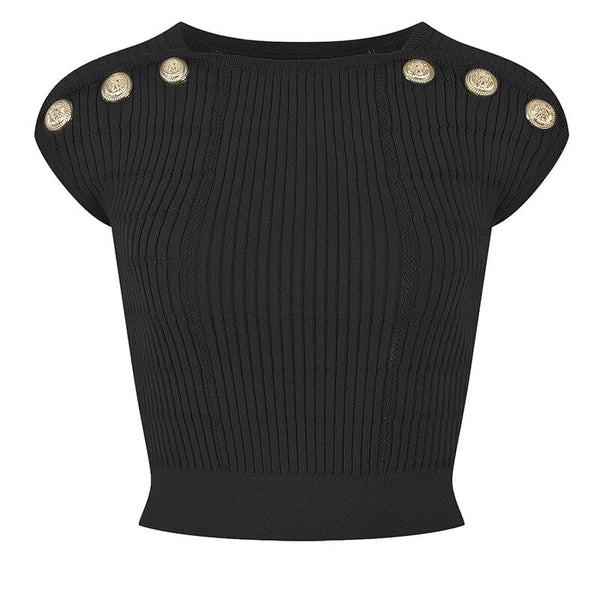 The Lilo Sleeveless Knitted Shirt - Multiple Colors 0 SA Styles Black S 