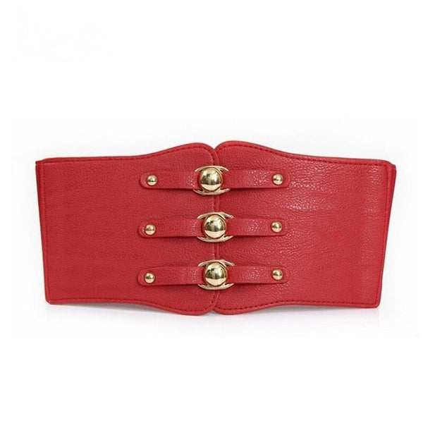 The Delphi Faux Leather Waistband Belt - Multiple Colors 0 SA Styles Red 80cm 