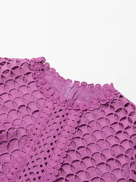The Dreamweaver Long Sleeve High Waist Embroidery Dress - Multiple Colors SA Formal 