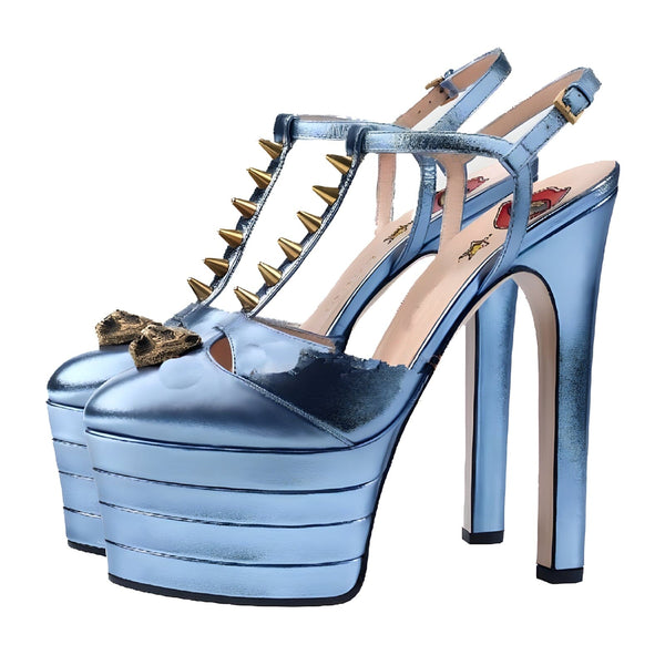 The Amari Platform Studded High Heel Pumps - Multiple Colors 0 SA Styles Blue EU 34 / US 4.5 