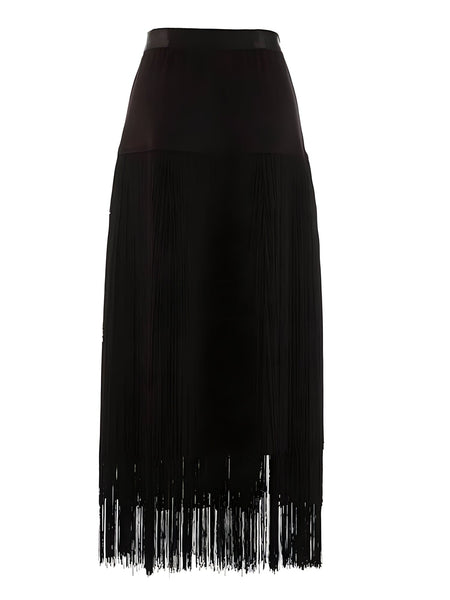 The Pamela High Waist Tassel Skirt - Multiple Colors 0 SA Styles Black S 
