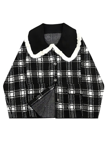 The Betsy Long Sleeve Plaid Winter Coat - Multiple Colors 0 SA Styles Black S 