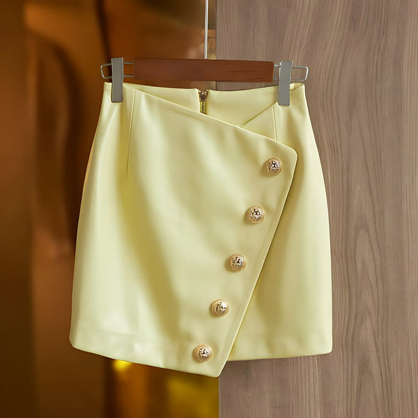 The August Faux Leather Pencil Mini Skirt - Multiple Colors 0 SA Styles Yellow S 