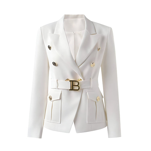 The Bey Long Sleeve Belted Blazer - Multiple Colors 0 SA Styles White S 
