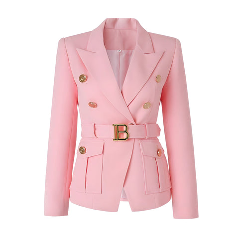 The Bey Long Sleeve Belted Blazer - Multiple Colors 0 SA Styles Pink S 