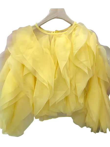 The Wisp Long Sleeve Chiffon Blouse - Multiple Colors 0 SA Styles Yellow S 