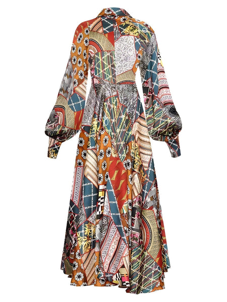 The Mosaic Long Sleeve Dress MoaaYina Official Store M 