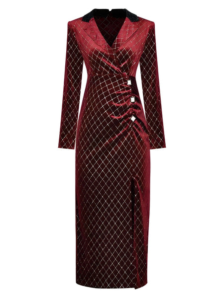 The Penelope Long Sleeve Velvet Dress - Multiple Colors SA Studios Red S 