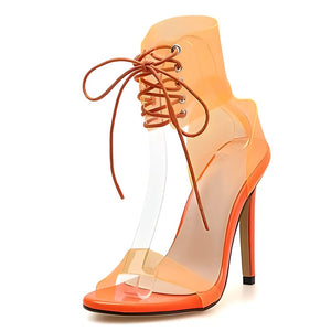 The Alexandra Transparent High Heel Pumps - Multiple Colors Luke + Larry Orange EU 35 / US 4 