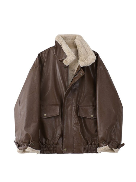 The Carla Faux Leather Oversized Winter Moto Jacket - Multiple Colors 0 SA Styles Brown One Size 