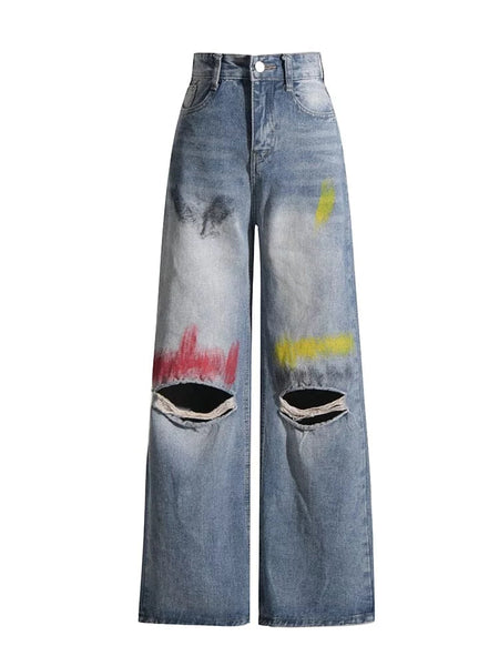 The Pastel High-Waisted Distressed Denim Pants 0 SA Styles S 