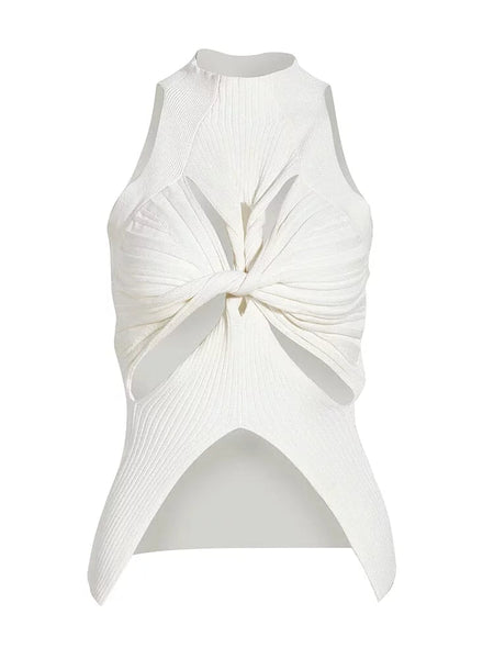 The Nikki Sleeveless Knitted Shirt - Multiple Colors 0 SA Styles White S 