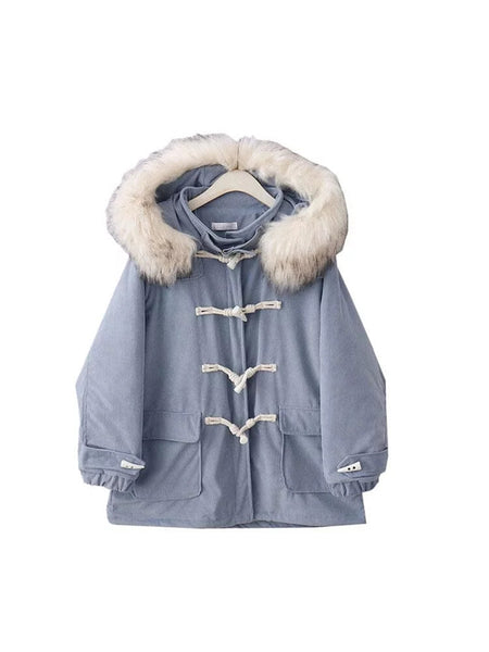 The Molly Oversized Faux Fur Hooded Winter Coat - Multiple Colors 0 SA Styles Blue One Size 
