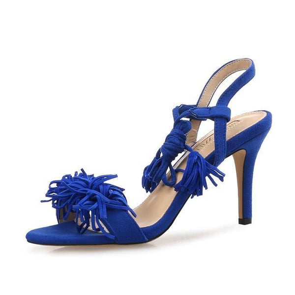 The "Fleur" Tassel High Heel Sandals - Multiple Colors Luke + Larry Blue EU 36 / US 5 